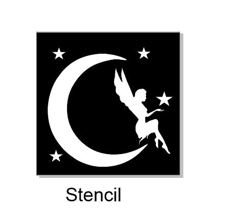fairy on moon stencil available in various sizes via drop down b